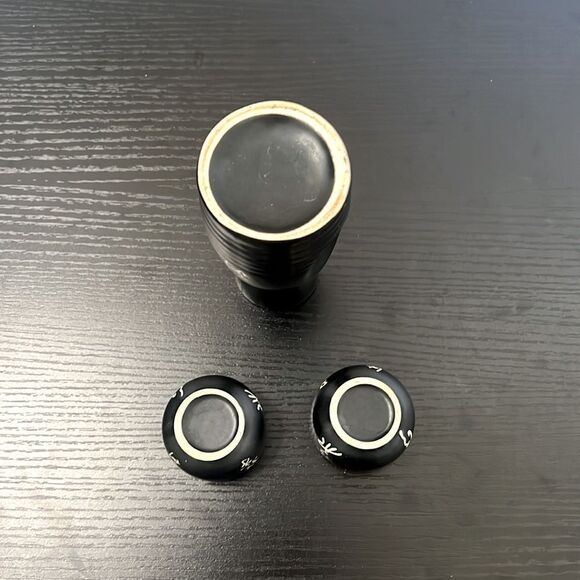 Japanese Black Ceramic Sake Set with Sake Flask and Two Cups - Picture 4 of 4